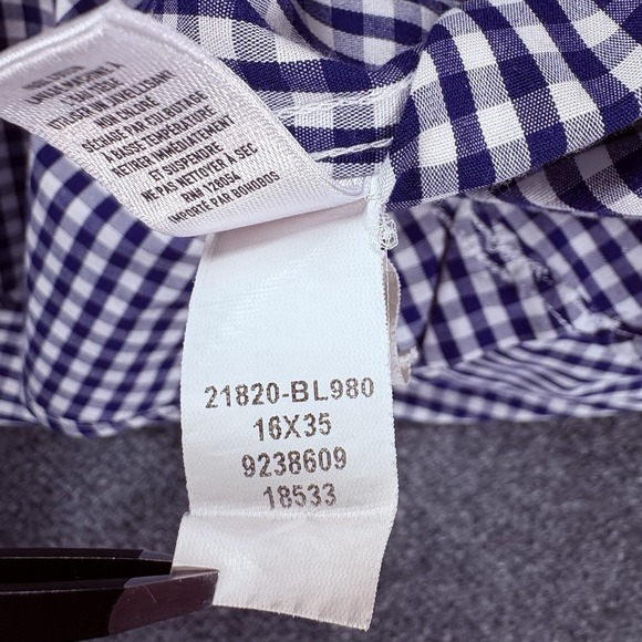 (2) Bonobos Dress Shirt Mens 16-35 Blue Purple Check Wrinkle Free Slim Button Up - Picture 5 of 14